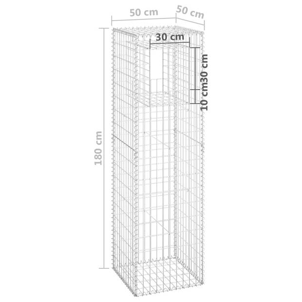 The Living Store Schanskorfpaal - Decoratieve Tuinaccessoires - 50 x 50 x 180 cm (L x B x H) - Roestvrij IJzer