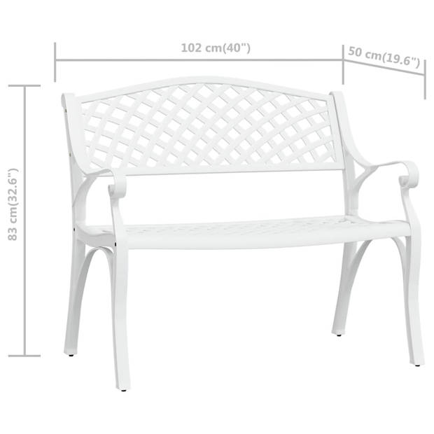 vidaXL Tuinbank 102 cm gietaluminium wit