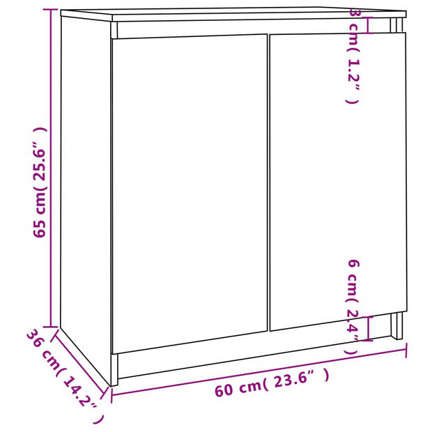 vidaXL Bijzetkast 60x36x65 cm massief grenenhout grijs