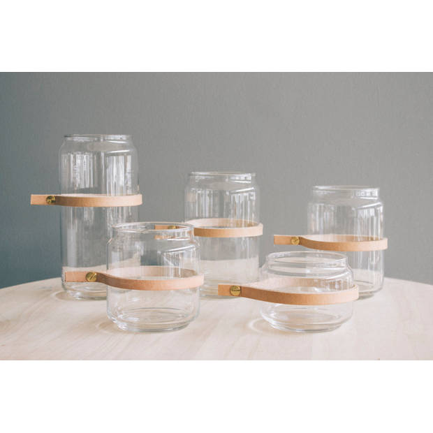TAK Design - Drinken Waterglas Wrap Me Mini met Lederen Band - Glas - Bruin