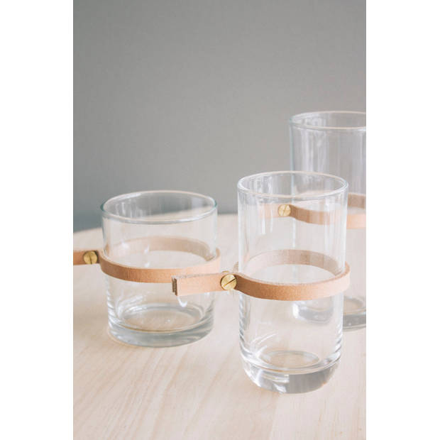 TAK Design - Drinken Waterglas Wrap Me Mini met Lederen Band - Glas - Bruin