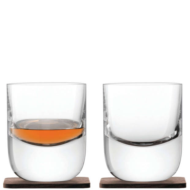 L.S.A. - Whisky Tumbler Glas met Onderzetter 270 ml Set van 2 Stuks - Glas - Transparant