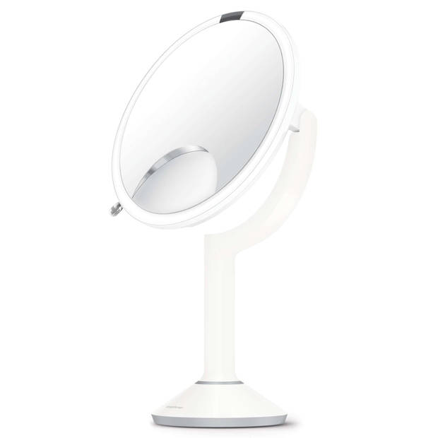 Simplehuman - Spiegel met Sensor 20 cm 3x 5x 10x Vergroting Tru Lux & Touch Control - Roestvast Staal - Wit