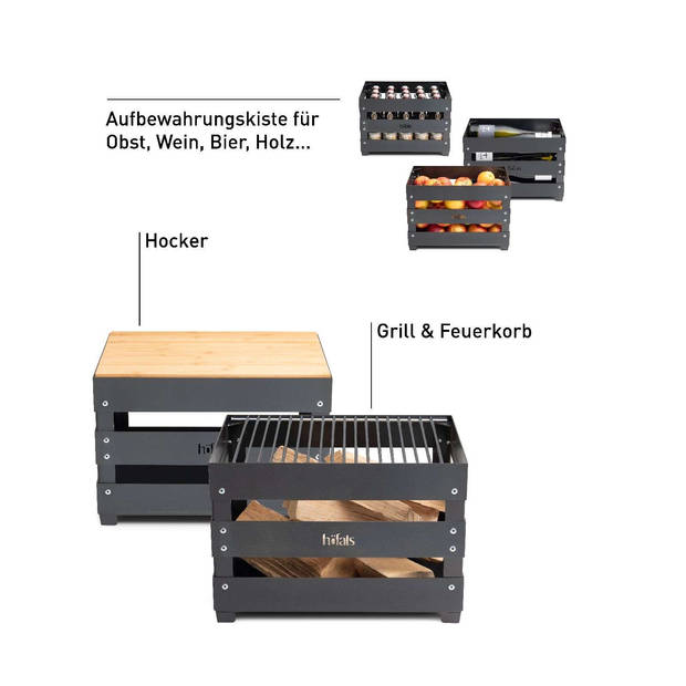 Höfats - Crate Vuurkorf - Cortenstaal - Grijs