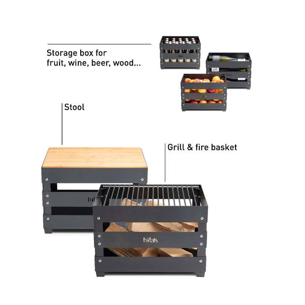 Höfats - Crate Vuurkorf - Cortenstaal - Grijs