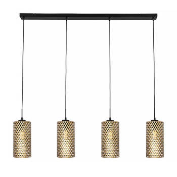 Freelight Hanglamp Cestino 4 lichts L 120 cm zwart - goud