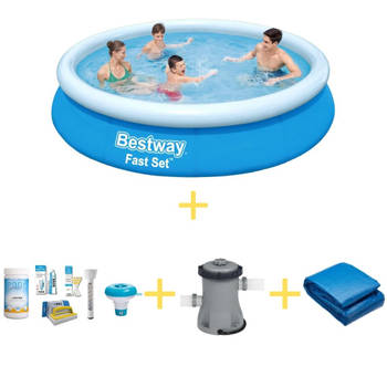 Bestway Zwembad - Fast Set - 366 x 76 cm - Inclusief WAYS Onderhoudspakket, Filterpomp & Grondzeil