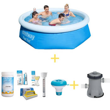 Bestway Zwembad - Fast Set - 244 x 66 cm - Inclusief WAYS Onderhoudspakket & Filterpomp