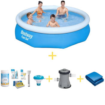 Bestway Zwembad - Fast Set - 305 x 76 cm - Inclusief WAYS Onderhoudspakket, Filterpomp & Grondzeil