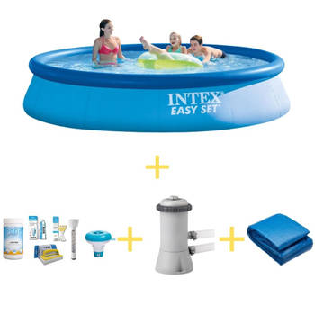 Intex Zwembad - Easy Set - 396 x 84 cm - Inclusief WAYS Onderhoudspakket, Filterpomp & Grondzeil
