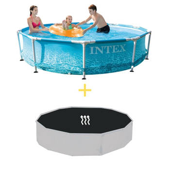 Intex Zwembad - Metal Frame - Strandzijde - 305 x 76 cm - Inclusief Solarzeil