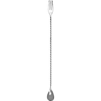 Bar Professional Barlepel met vork 40 cm Roestvrijstaal Zilver