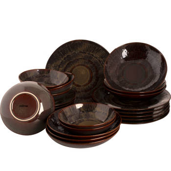 Palmer Serviesset Victory Stoneware 6-persoons 24-delig Bruin