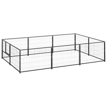 vidaXL Hondenkennel 6 m² staal zwart