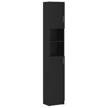 vidaXL Badkamerkast 32x25,5x190 cm bewerkt hout zwart