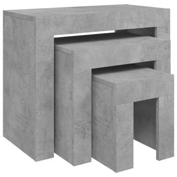 vidaXL 3-delige Salontafelset spaanplaat betongrijs