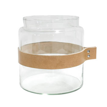 TAK Design - Drinken Waterglas Wrap Me met Lederen Band - Glas - Bruin