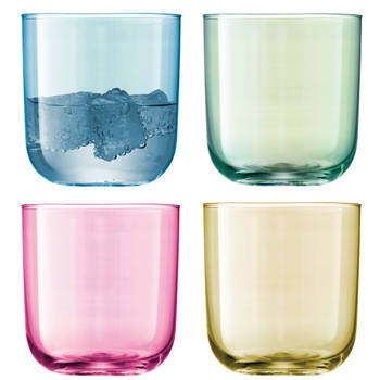 L.S.A. - Polka Tumbler 420 ml Pastel Set van 4 Stuks Assorti - Glas - Multicolor