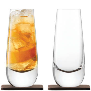 L.S.A. - Whisky Islay Longdrinkglas 325 ml met Onderzetter Set van 2 Stuks - Glas - Transparant