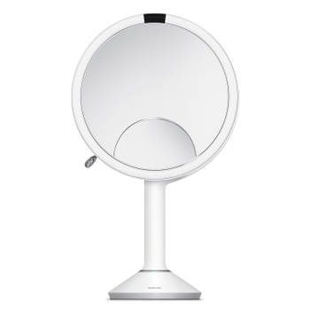 Simplehuman - Spiegel met Sensor 20 cm 3x 5x 10x Vergroting Tru Lux & Touch Control - Roestvast Staal - Wit