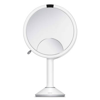 Simplehuman - Spiegel met Sensor 20 cm 3x 5x 10x Vergroting Tru Lux &amp, Touch Control - Roestvast Staal - Wit