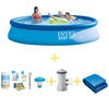 Intex Zwembad - Easy Set - 396 x 84 cm - Inclusief WAYS Onderhoudspakket, Filterpomp & Grondzeil