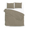 Zo Home Dekbedovertrek Katoen Lino Linnen Look - palm taupe 260x200/220cm