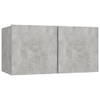 The Living Store Hangende TV-kast - Betongrijs - 60 x 30 x 30 cm - Hifi-kast met 2 vakken