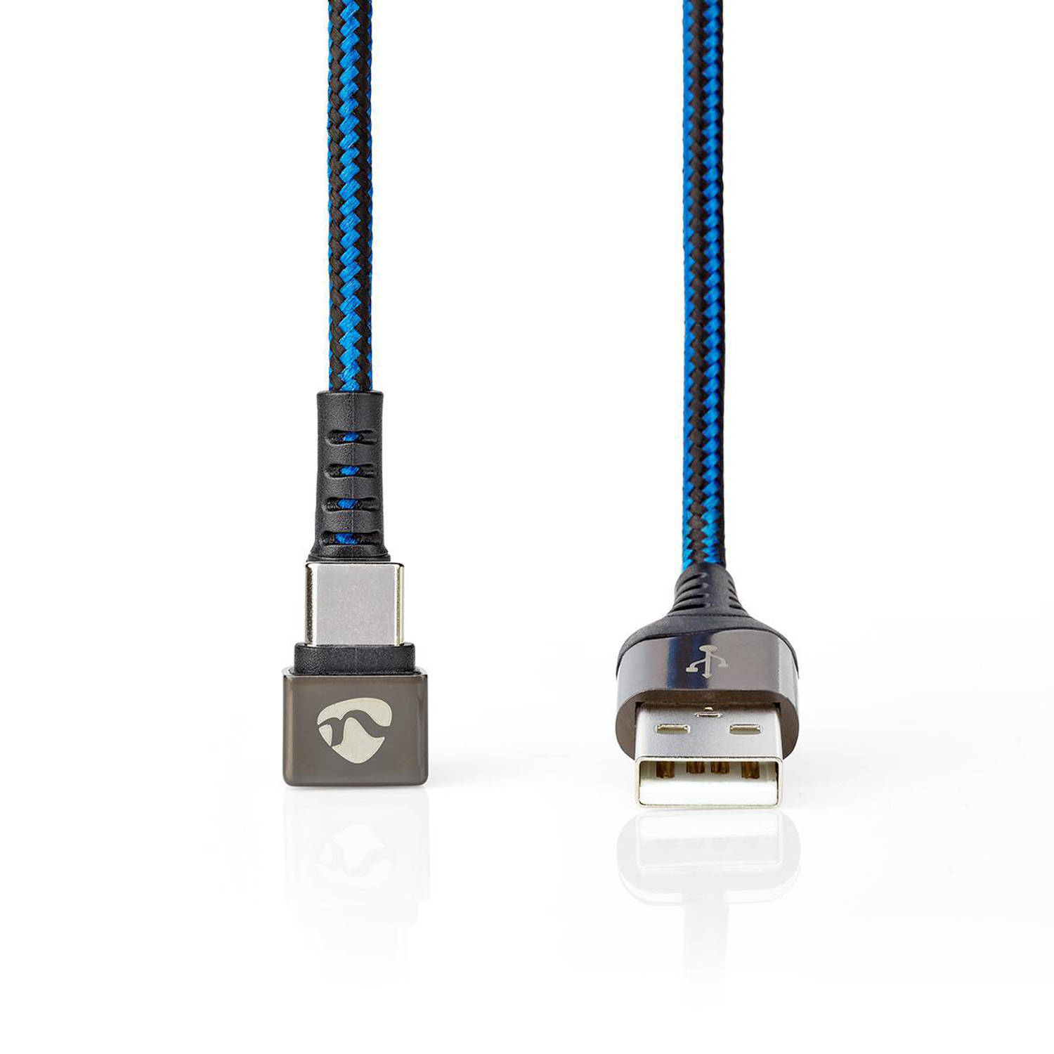 USB 2.0-kabel | A Male naar Type-C™ Male | 180°-aansluiting voor gaming | 1,0 m | rond | gevlocht