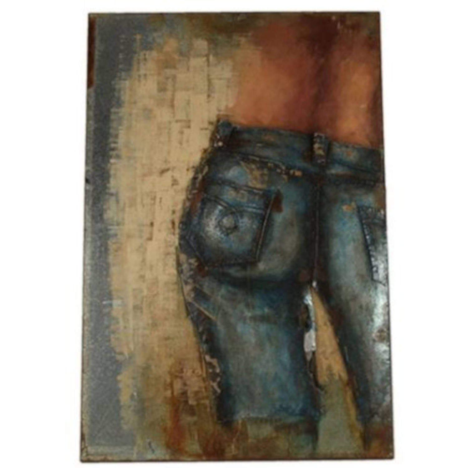 Countryfield schilderij Jeans Retraw 120 cm nikkel blauw-bruin