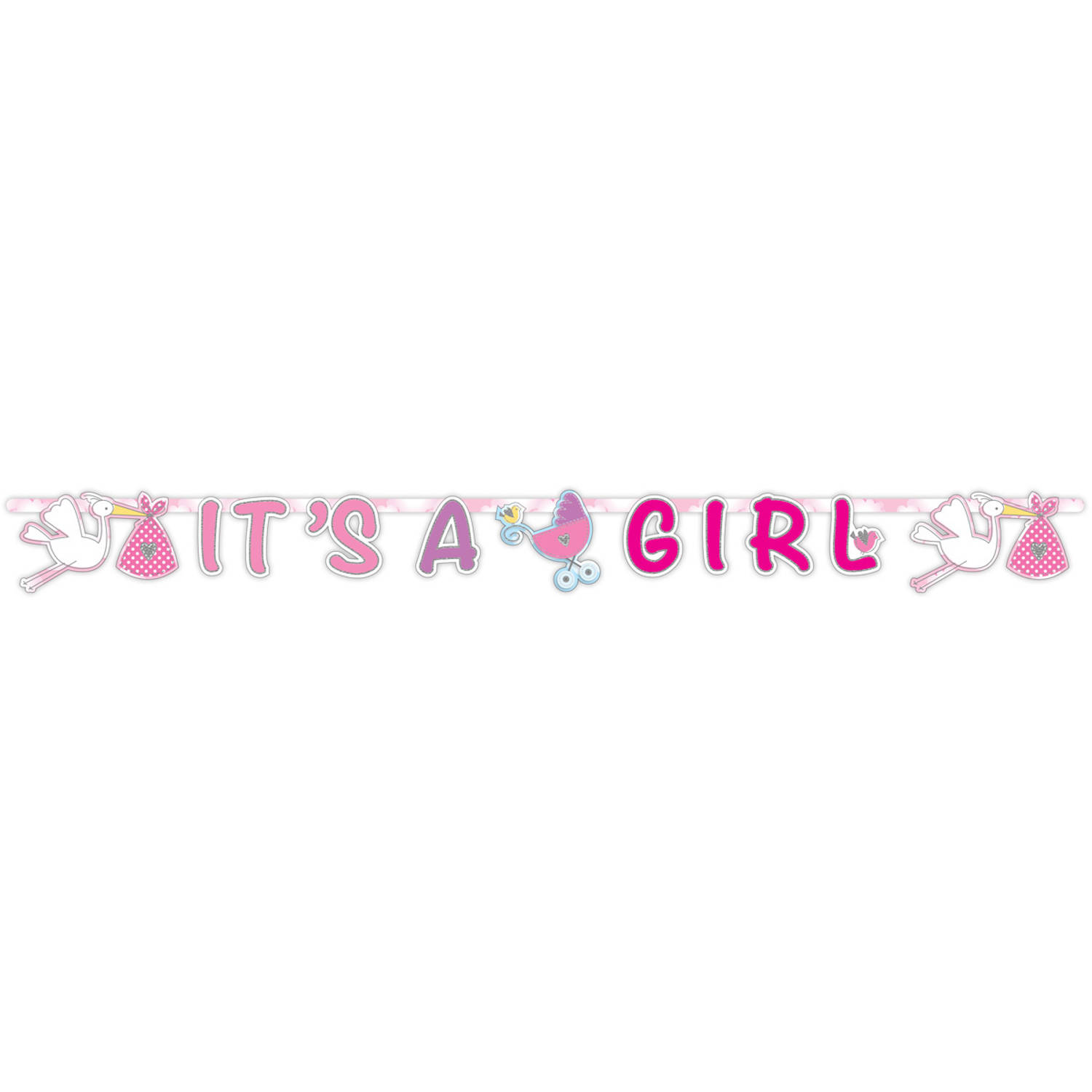 Folat letterslinger It&apos;s a Girl meisjes 1,7 meter papier roze