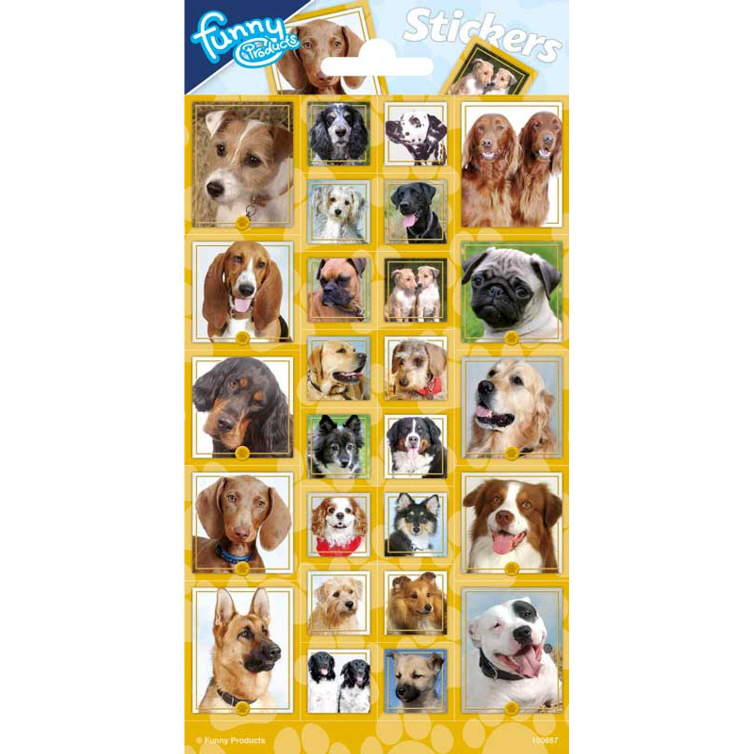 Funny stickerset Dogs junior papier geel 26 stuks