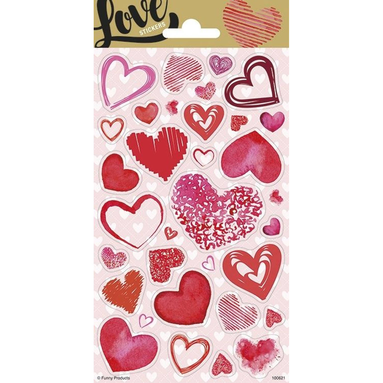 Funny Products stickervel Hearts junior papier roze 31 stuks