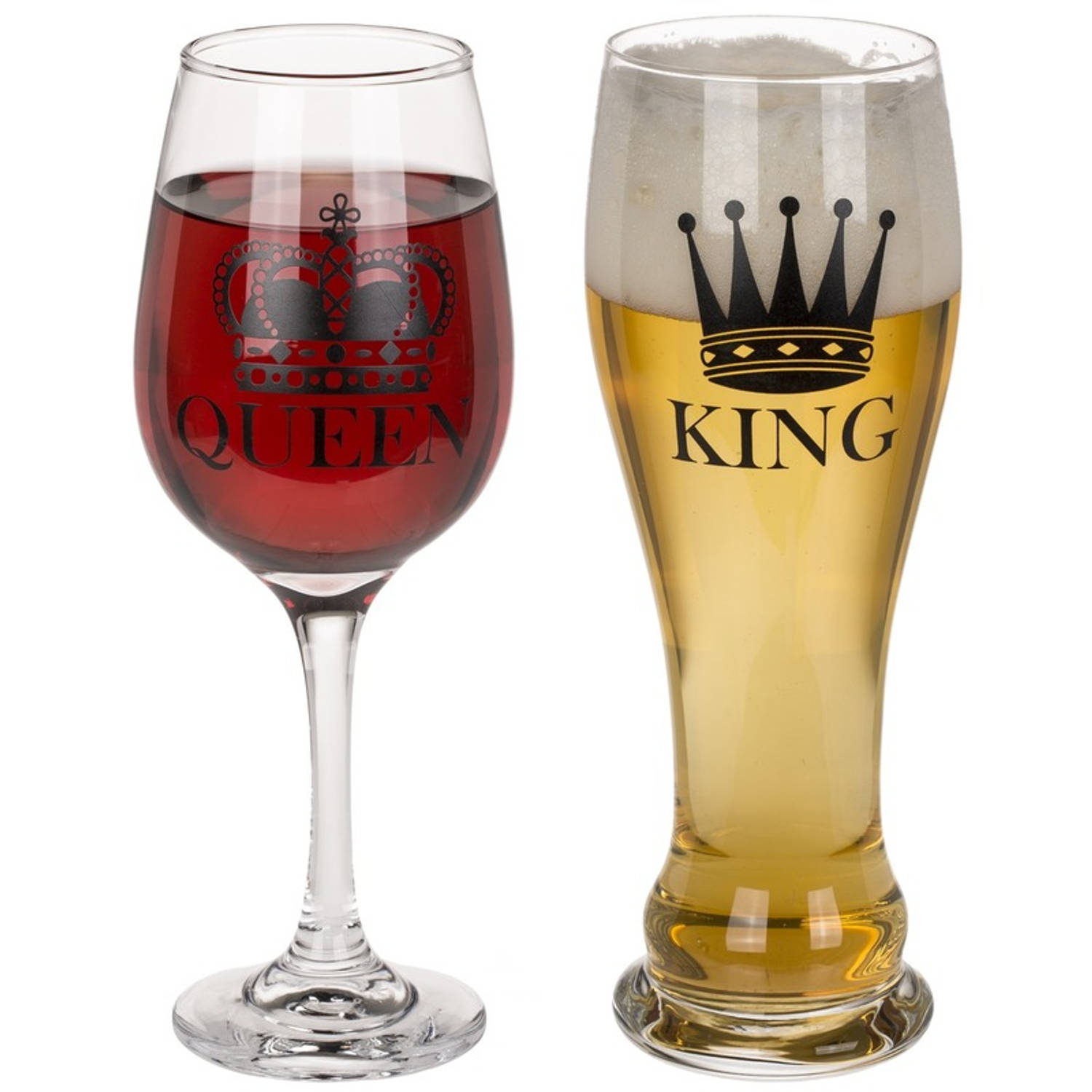 Glazenset King En Queen Wijnglazen