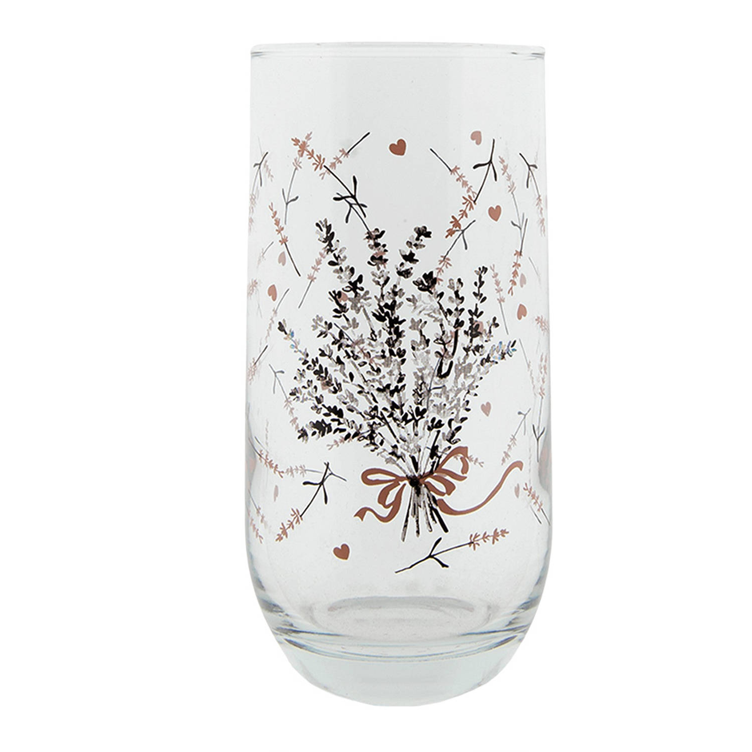 Clayre & Eef Waterglas Ø 6*14 Cm-280 Ml Transparant Glas Lavendel Drinkbeker Drinkglas Transparant D