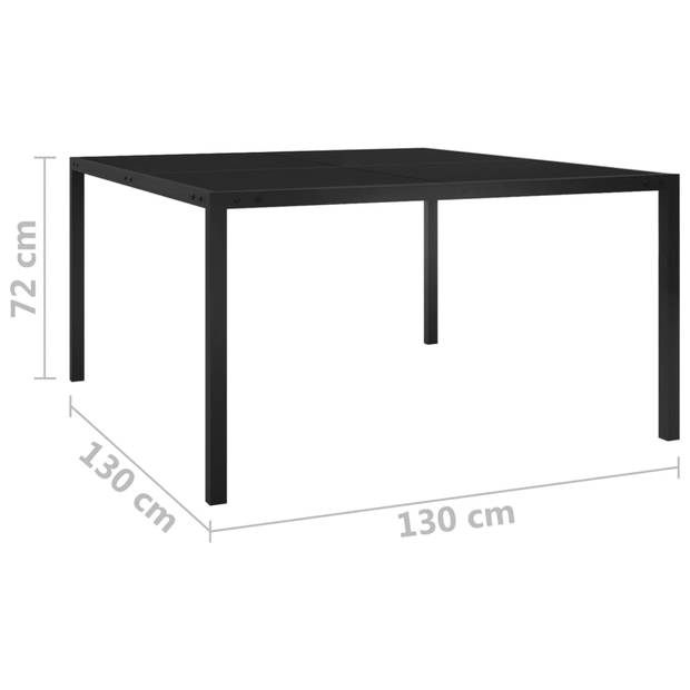 vidaXL Tuintafel 130x130x72 cm staal en glas zwart