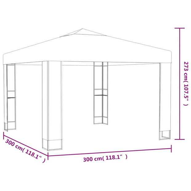 vidaXL Prieel met dubbel dak 3x3 m wit