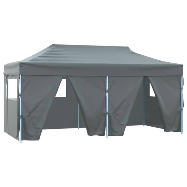 vidaXL Partytent met 4 zijwanden inklapbaar 3x6 m staal antraciet