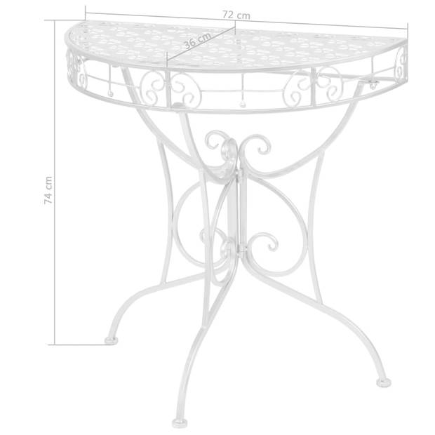 vidaXL Bijzettafel vintage stijl half rond 72x36x74 cm metaal zilver