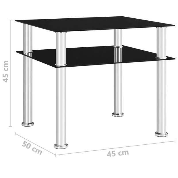 vidaXL Bijzettafel 45x50x45 cm gehard glas zwart