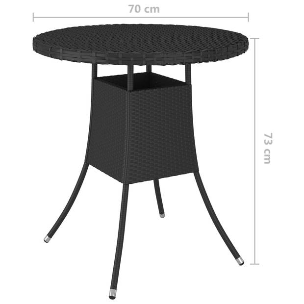 vidaXL Tuintafel 70x70x73 cm poly rattan zwart