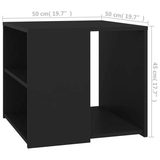 vidaXL Bijzettafel 50x50x45 cm bewerkt hout zwart