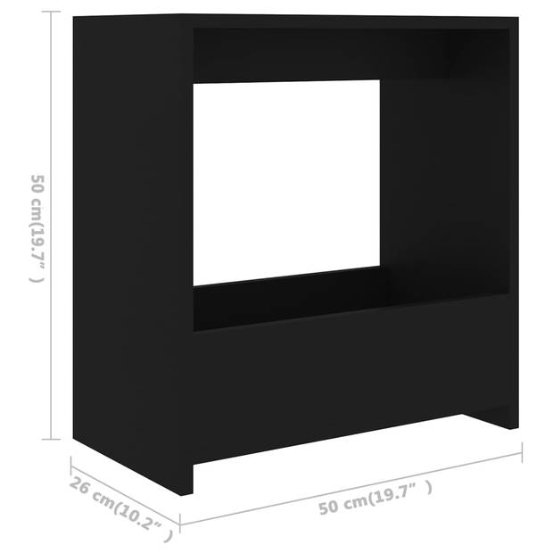 vidaXL Bijzettafel 50x26x50 cm bewerkt hout zwart