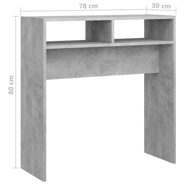 vidaXL Wandtafel 78x30x80 cm bewerkt hout betongrijs