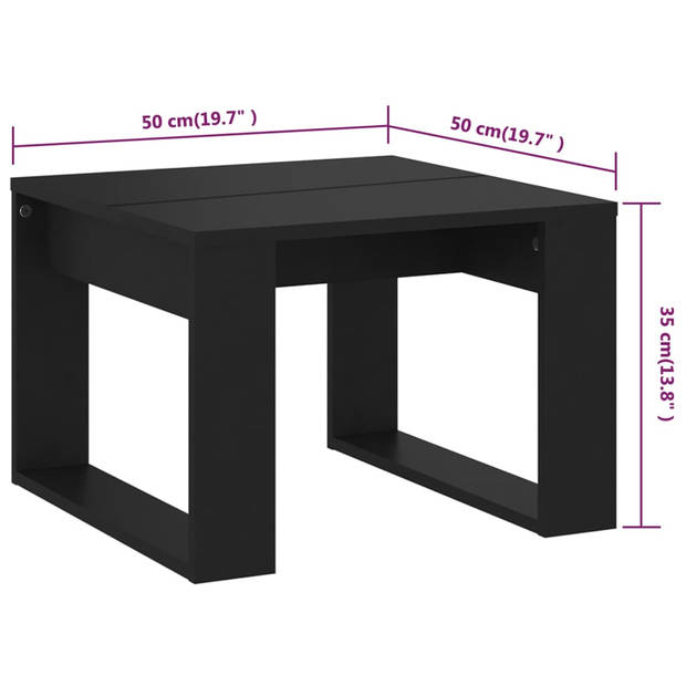 vidaXL Bijzettafel 50x50x35 cm bewerkt hout zwart