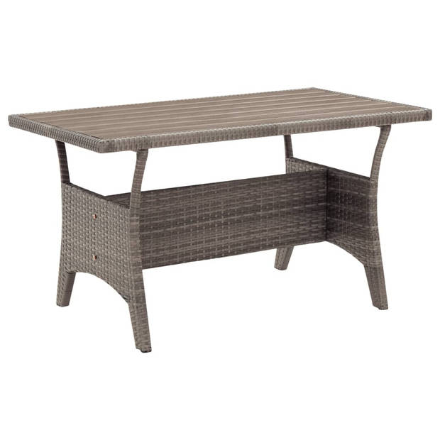 vidaXL Tuintafel 120x70x66 cm poly rattan grijs