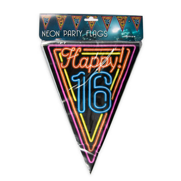 Paper Dreams vlaggenlijn Happy 18! Party time! 10 meter zwart