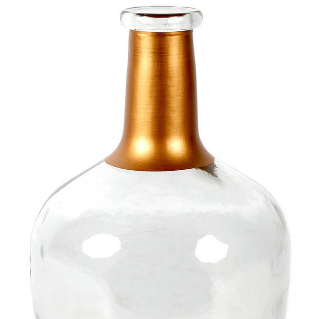 Countryfield Bloemenvaas Firm Big Bottle - helder transparant/koper - glas - D18 x H30 cm - Vazen