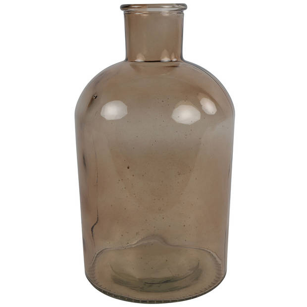 Countryfield vaas - 2x stuks - licht bruin glas - fles - D17 x H31 cm - Vazen