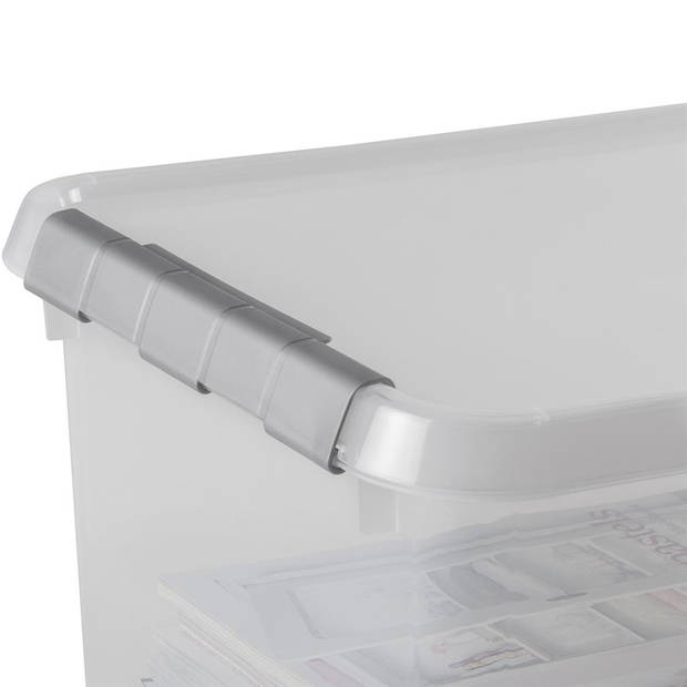 Sunware - Comfort line opbergbox set van 6 - 15L transparant metaal - 40 x 30 x 18 cm